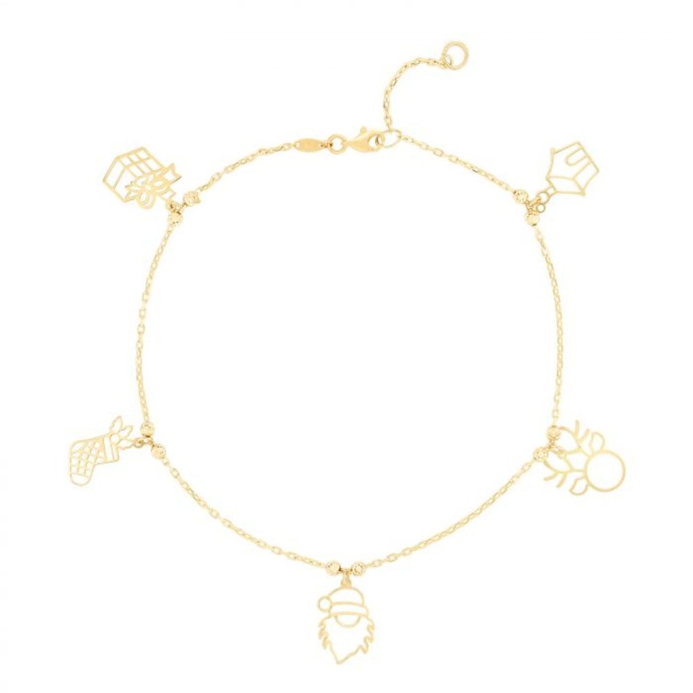 14K Gold Holiday Charm Bracelet